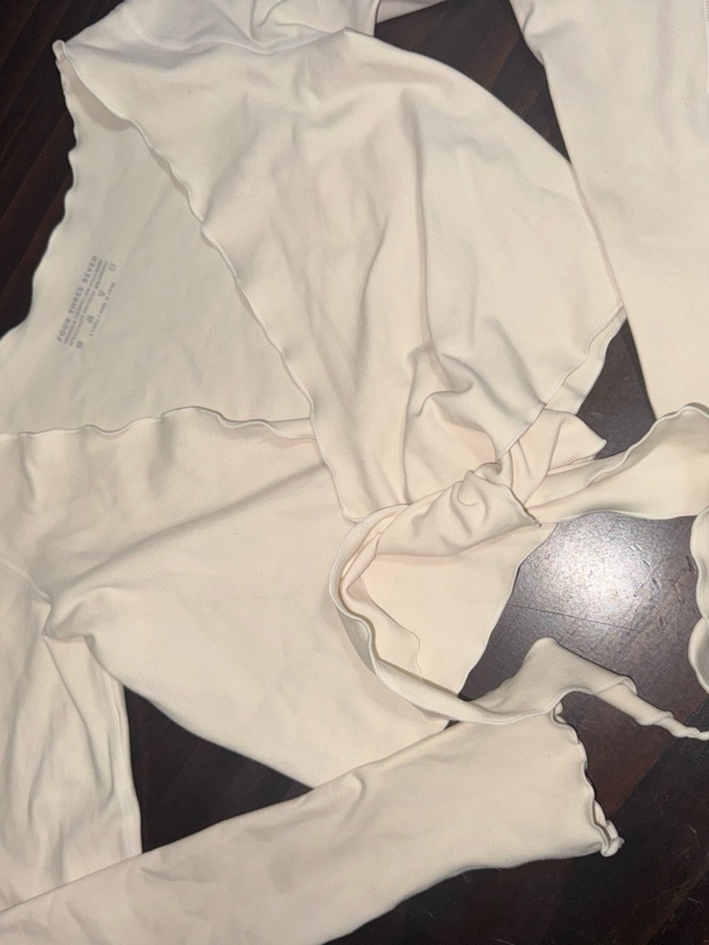 Tie-Front V-Neck Top in Cream